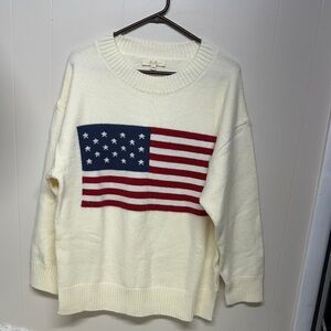 Elegant Ivory Sweater with American Flag Design